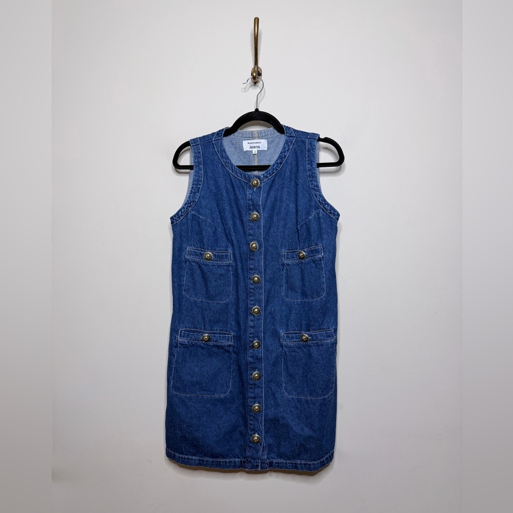 Reformation Tropez Denim Mini Dress In Salinas View 6